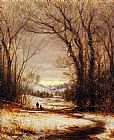 Sanford Robinson Gifford Famous Paintings - A Winter Walk